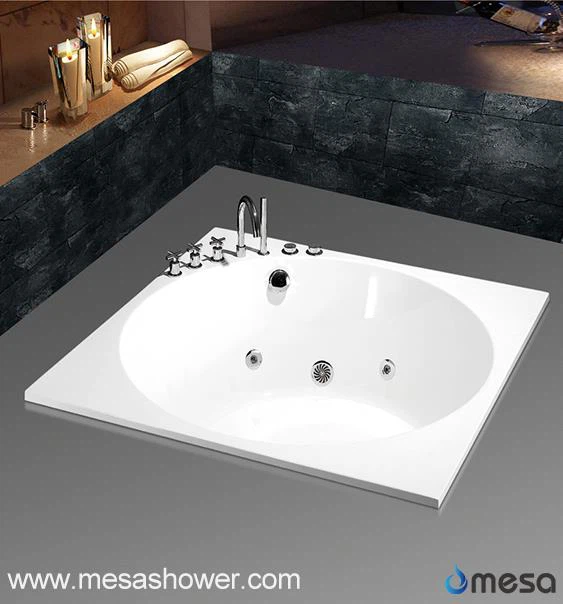 Dawb Acrylic Rectangle Drop-hauv Soaking Tub Nrog Hydro Cov Hauj Lwm Zauv